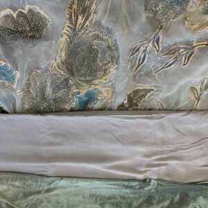 Embellished Floral Fabric with Gold Accents
